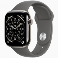Apple Watch Series 11 GPS + Cellular, 42 мм Natural Titanium Case with Stone Gray Sport Band, M/L